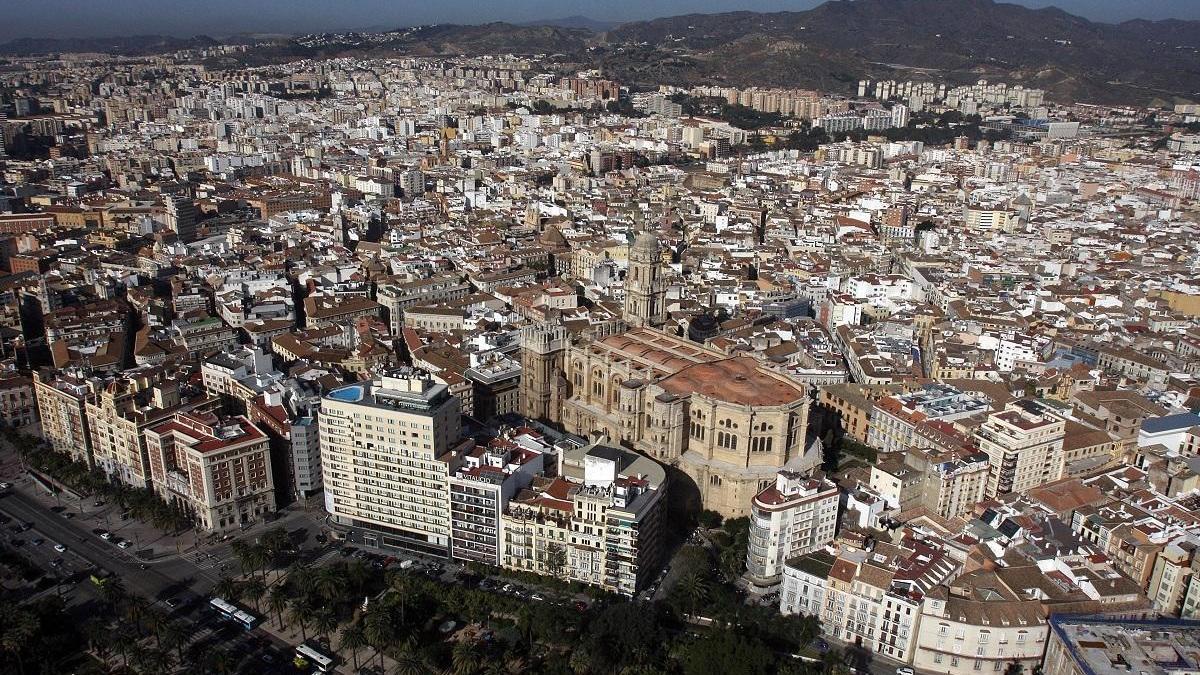 Vista aérea de Málaga.