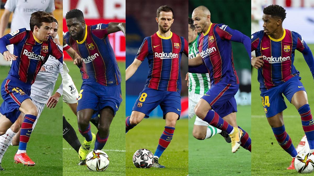 Riqui Puig, Samuel Umtiti, Miralem Pjanic, Martin Braithwaite y Junior Firpo