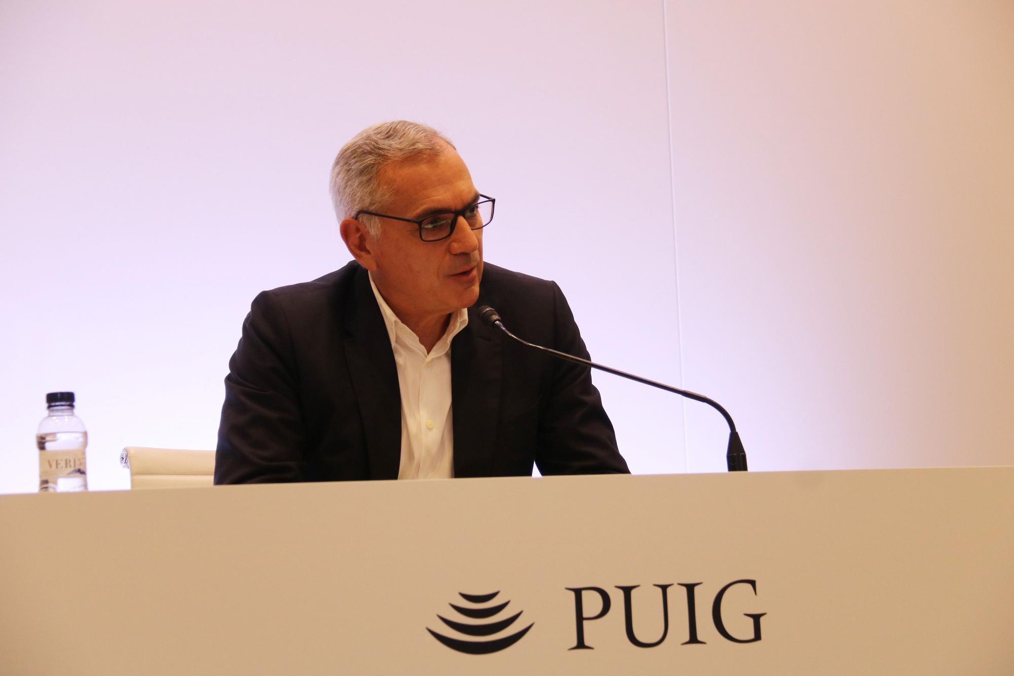 El president executiu de Puig, Marc Puig, en la roda de premsa de presentació dels resultats financers del 2022