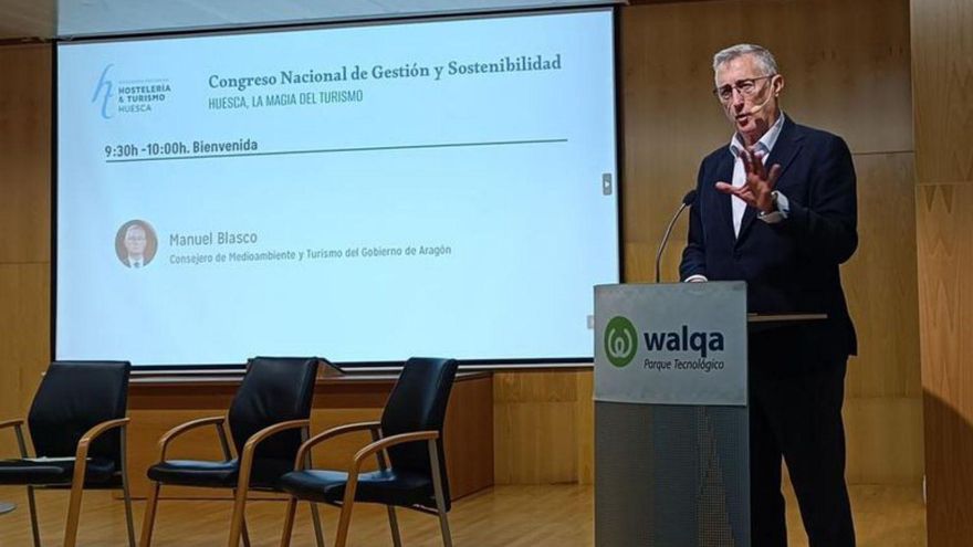 El consejero Manuel Blasco, durante su intervención. | GOBIERNO DE ARAGÓN