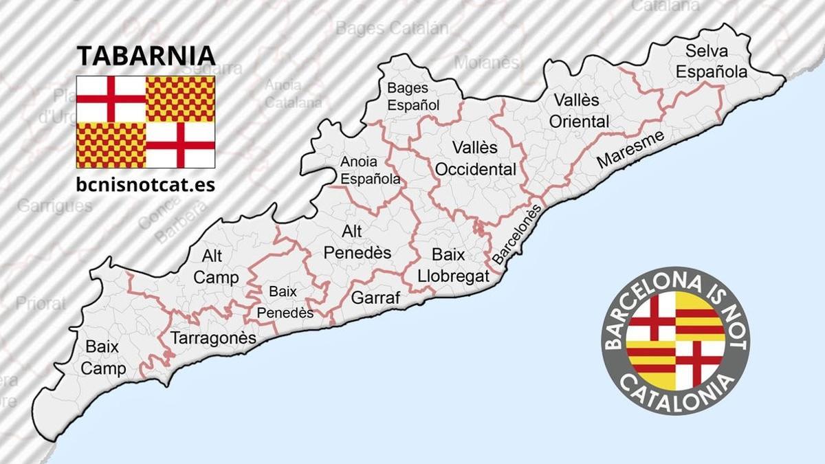 Una imagen del mapa y la bandera de Tabarnia, publicada en su cuenta oficial de Twitter.