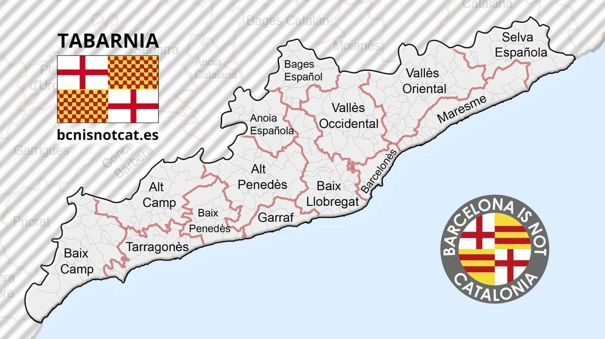 Una imagen del mapa y la bandera de Tabarnia, publicada en su cuenta oficial de Twitter.