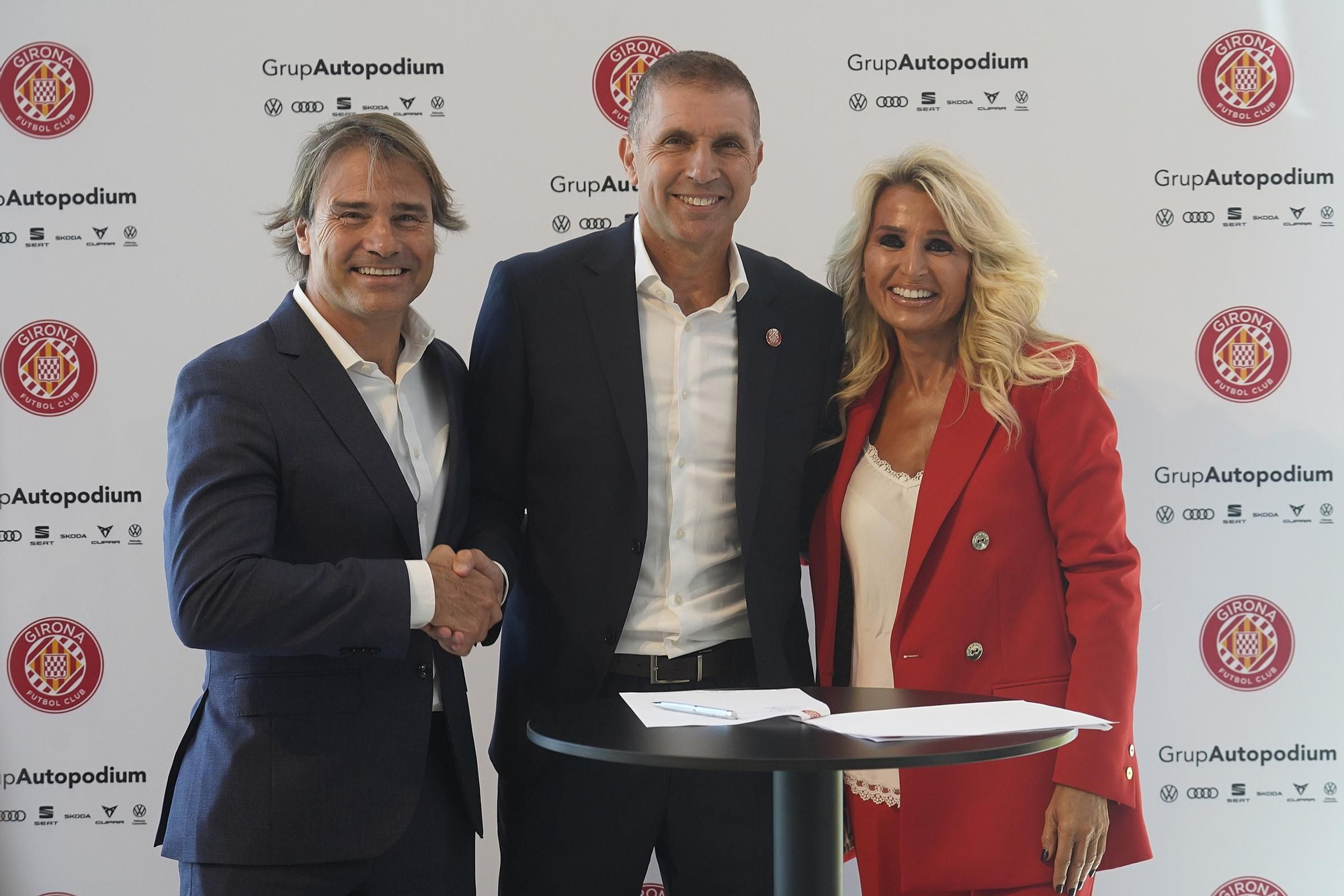Les imatges de l’acord de patrocini entre el Girona FC i el Grup Autopodium
