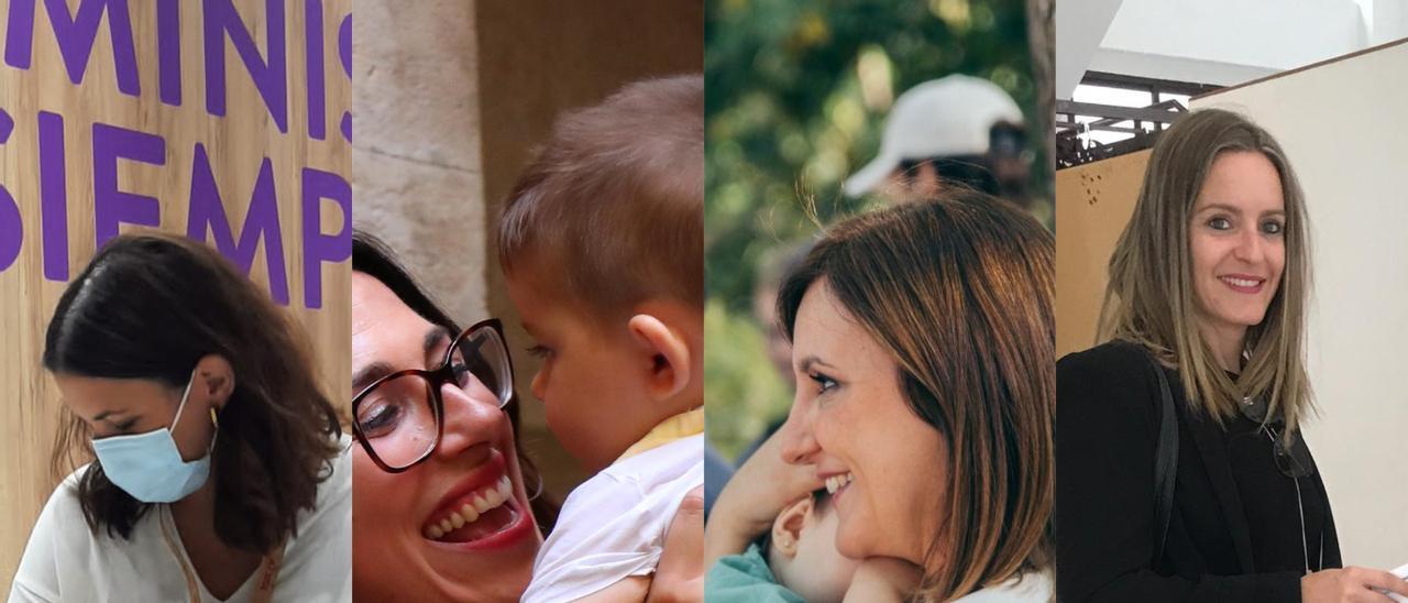 Las políticas con sus hijos e hijas en distintos actos.