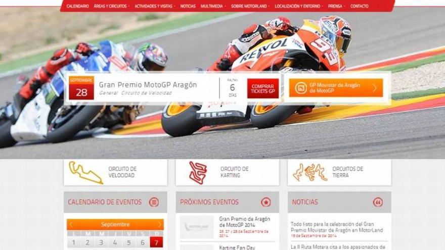 Motorland presenta su nueva página web antes del Gran Premio de Aragón