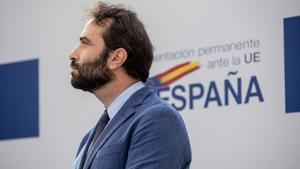 Archivo - El Secretario General del Tesoro y Finanzas Internacionales, Carlos Cuerpo, interviene durante la presentación de la candidatura de Madrid para albergar la sede de la Autoridad Europea contra el Blanqueo de Capitales, a 30 de mayo de 2023, en Br