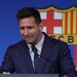Leo Messi durante su rueda de prensa de despedida como futbolista del Barça