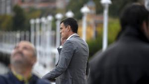 Pedro Sánchez en su visita al País Vasco