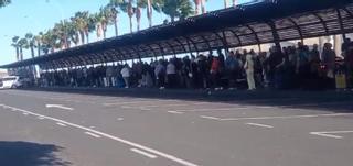Colas de turistas para coger un taxi en el Aeropuerto Tenerife Sur