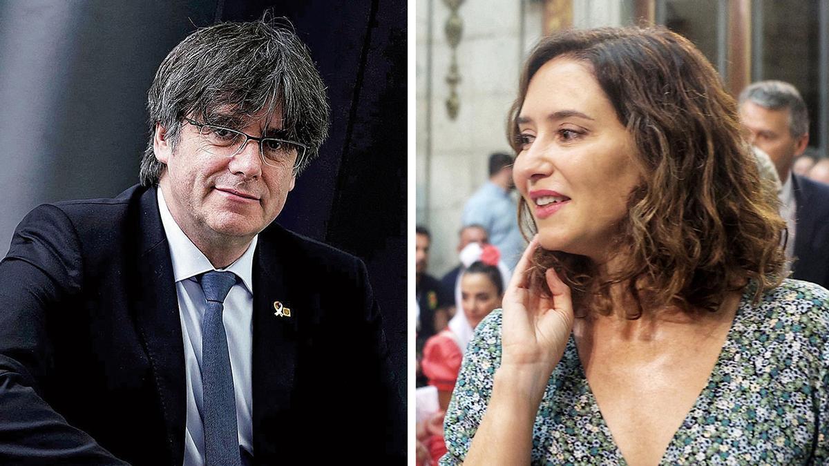 Puigdemont recorre a la sorna i contraataca Ayuso amb una picada d’ullet a Amer: «Per mi que no pateixin» Puigdemont recorre a la sorna i contraataca Ayuso amb una picada d’ullet a Amer: «Per mi que no pateixin»