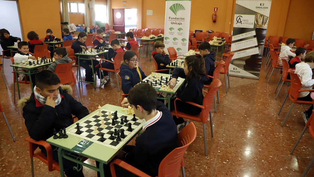 Una imagen de la liga escolar de ajedrez de la Fundación Unicaja.