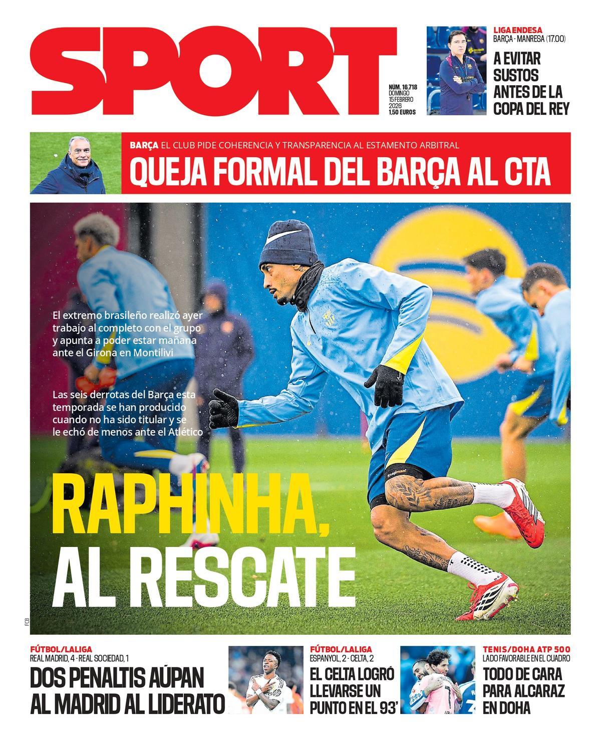 La portada SPORT de este domingo
