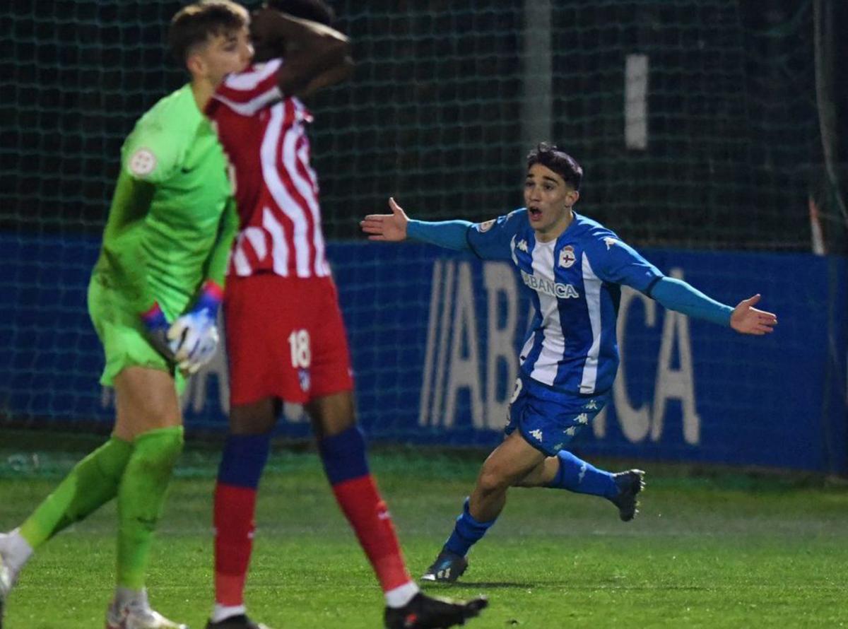 El Dépor juvenil asombra en la Copa remontando dos goles al Atlético