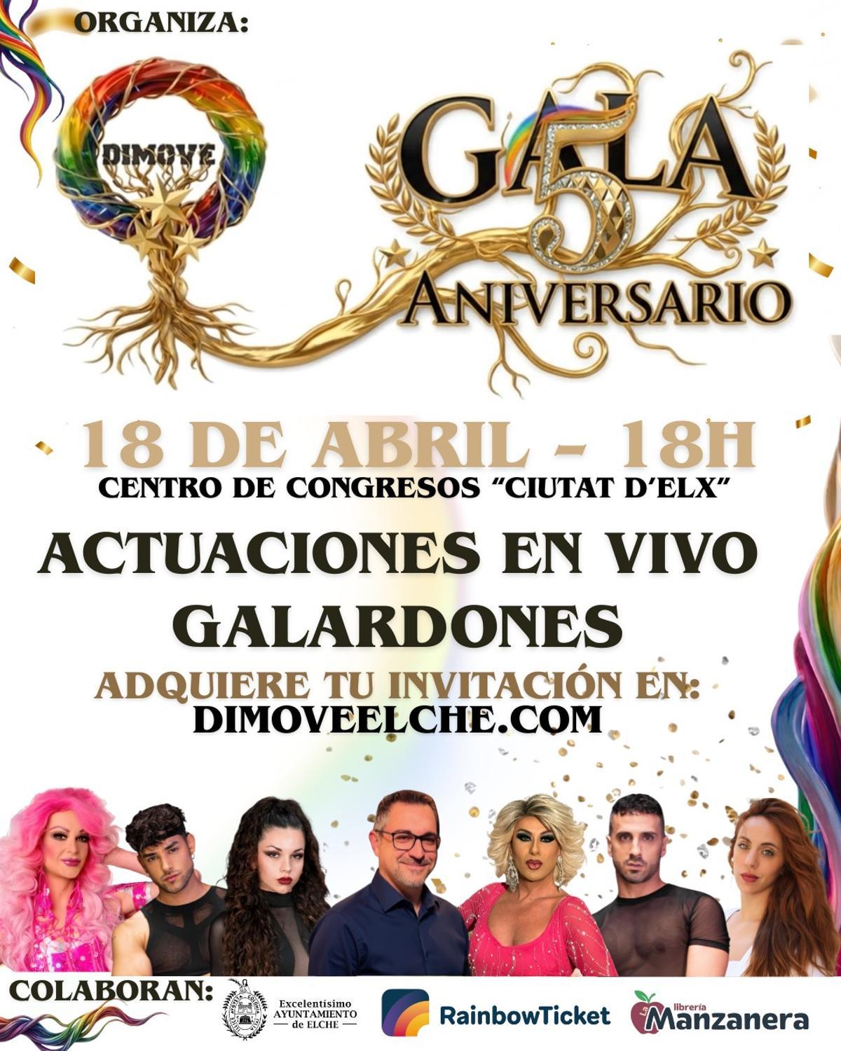 Cartel de la gala de Dimove por su quinto aniversario