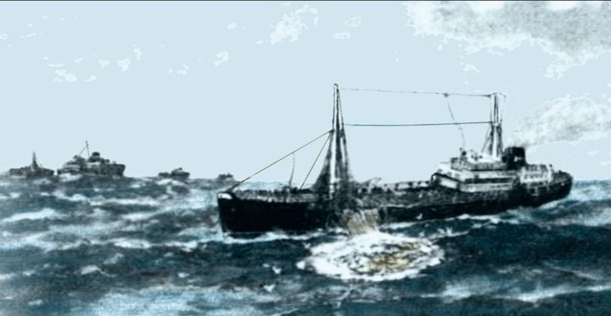 Un bacalloeiro da empresa Pesquerías y Secaderos de Bacalao de España (PYSBE) en 1927.