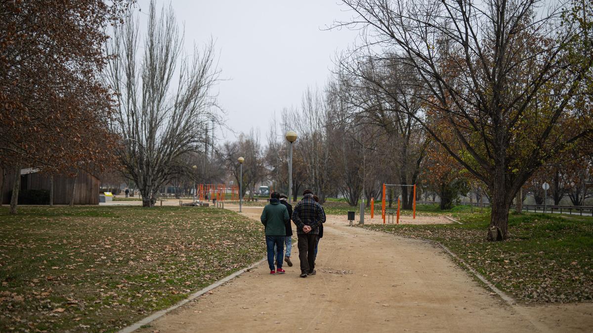 Miembros de la Plataforma Serra de la Marina i Can Zam pasean por el parque, este miércoles.