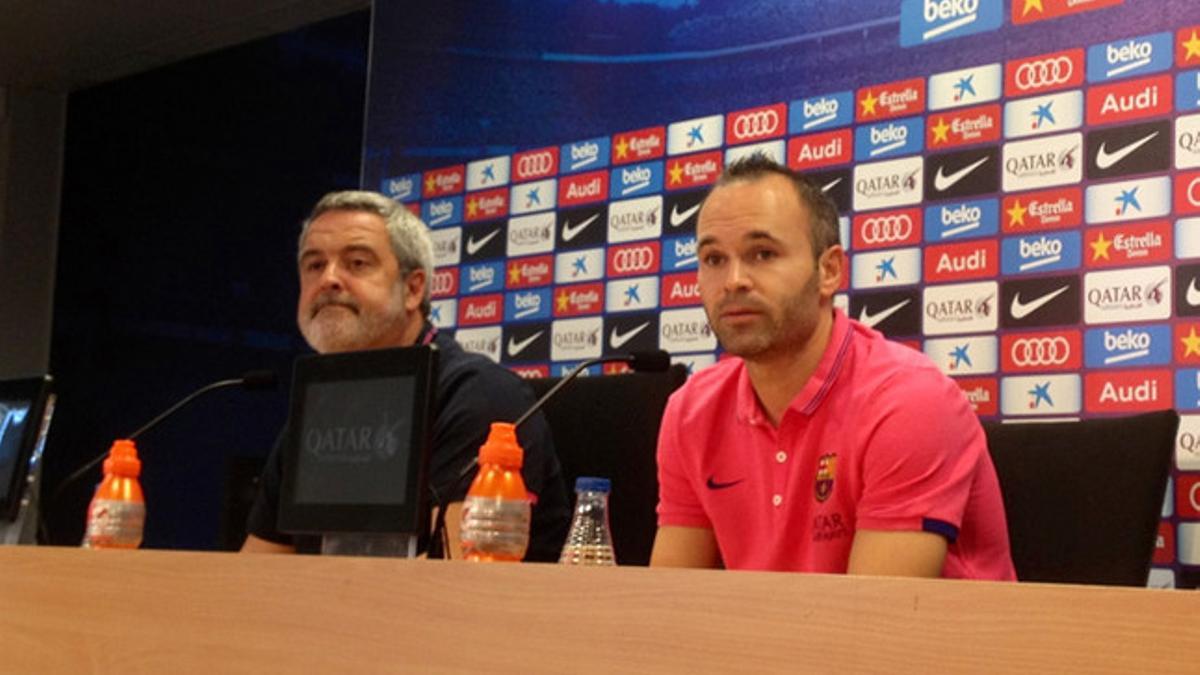 Andrés Iniesta, durante su comparecencia este jueves antes del Madrid-Barça