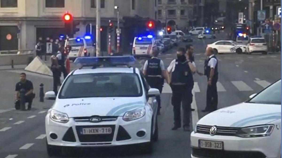 Cordón policial en la estación central de Bruselas