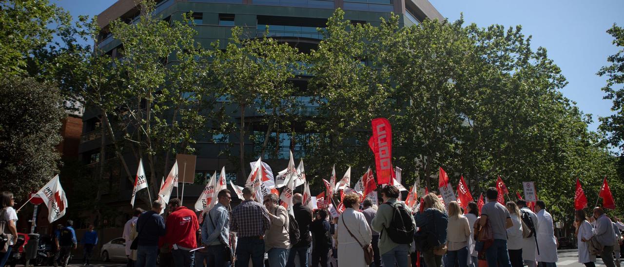 Protestas de los sindicatos contra la conselleria de Sanitat