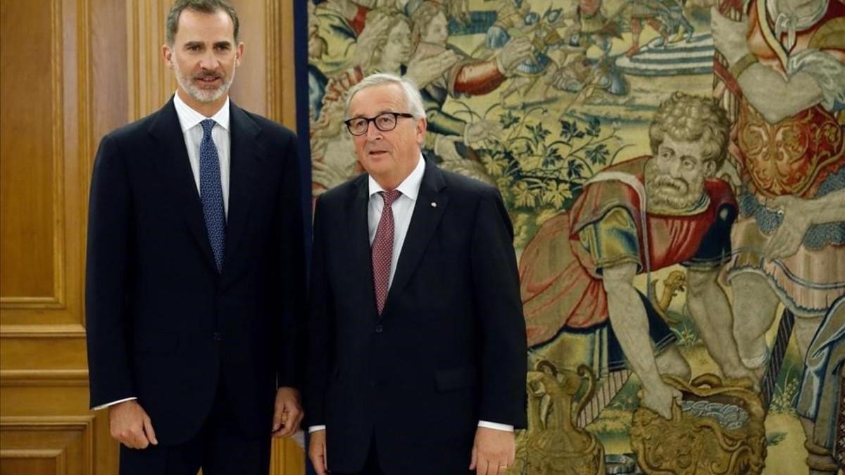 El Rey recibe a Juncker en la Zarzuela al comienzo de su visita a Madrid