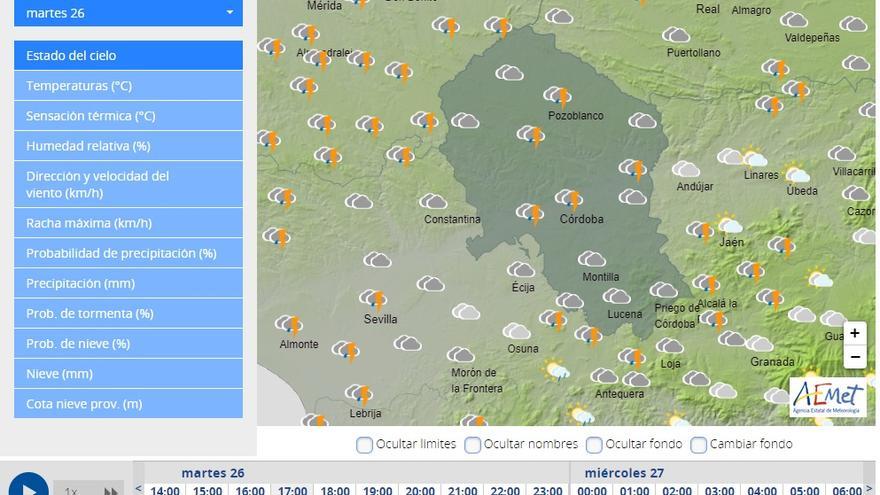 Tiempo en Córdoba este Martes Santo: esta es la hora exacta a la que empezará a llover, según la Aemet