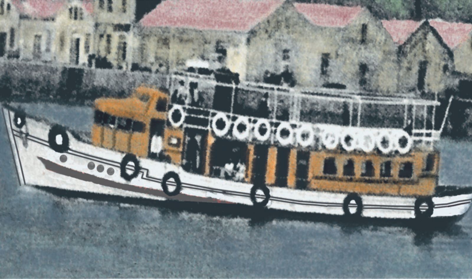 O «Villa de Rianjo» (A Ghuapa) entrando en Cangas.