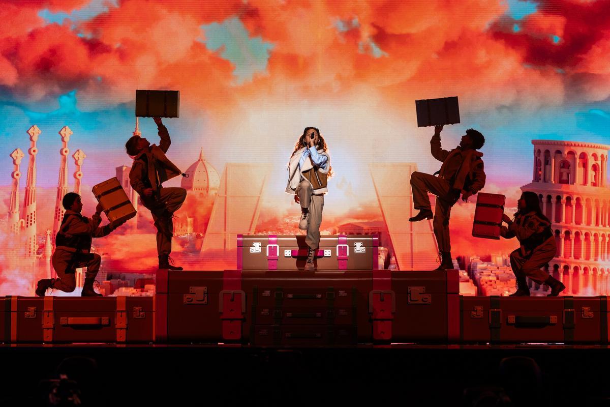 Sandra Valero, durante su actuación en 2023 en Eurovision Junior.