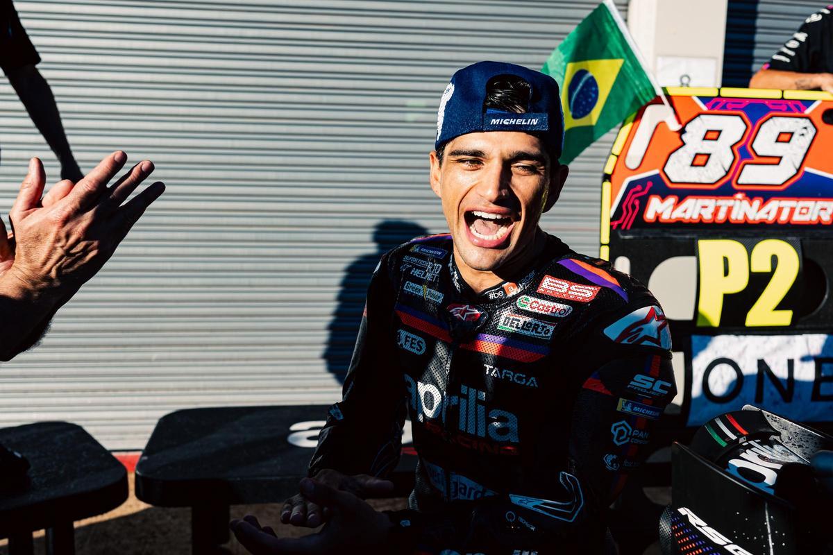 Jorge Martín (Aprilia), alegre en Brasil.