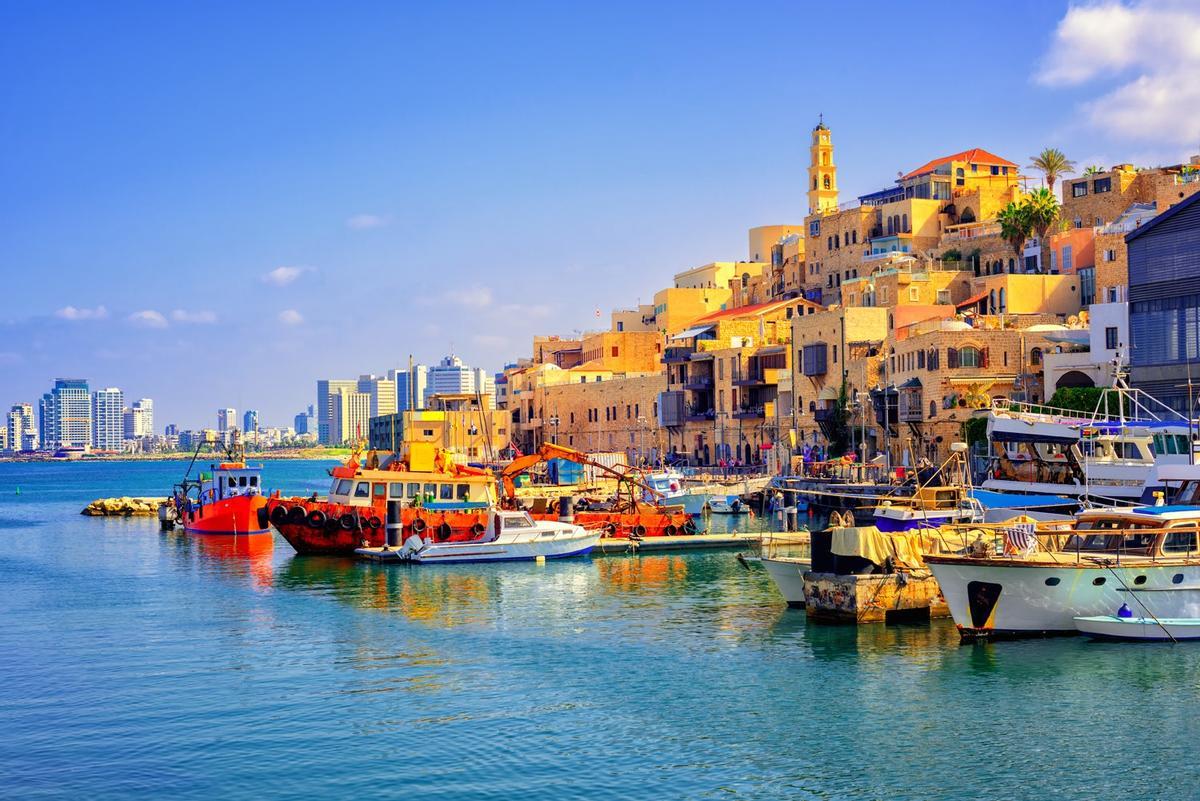 Puerto de Jaffa, con la ciudad moderna de Tel Aviv al fondo.