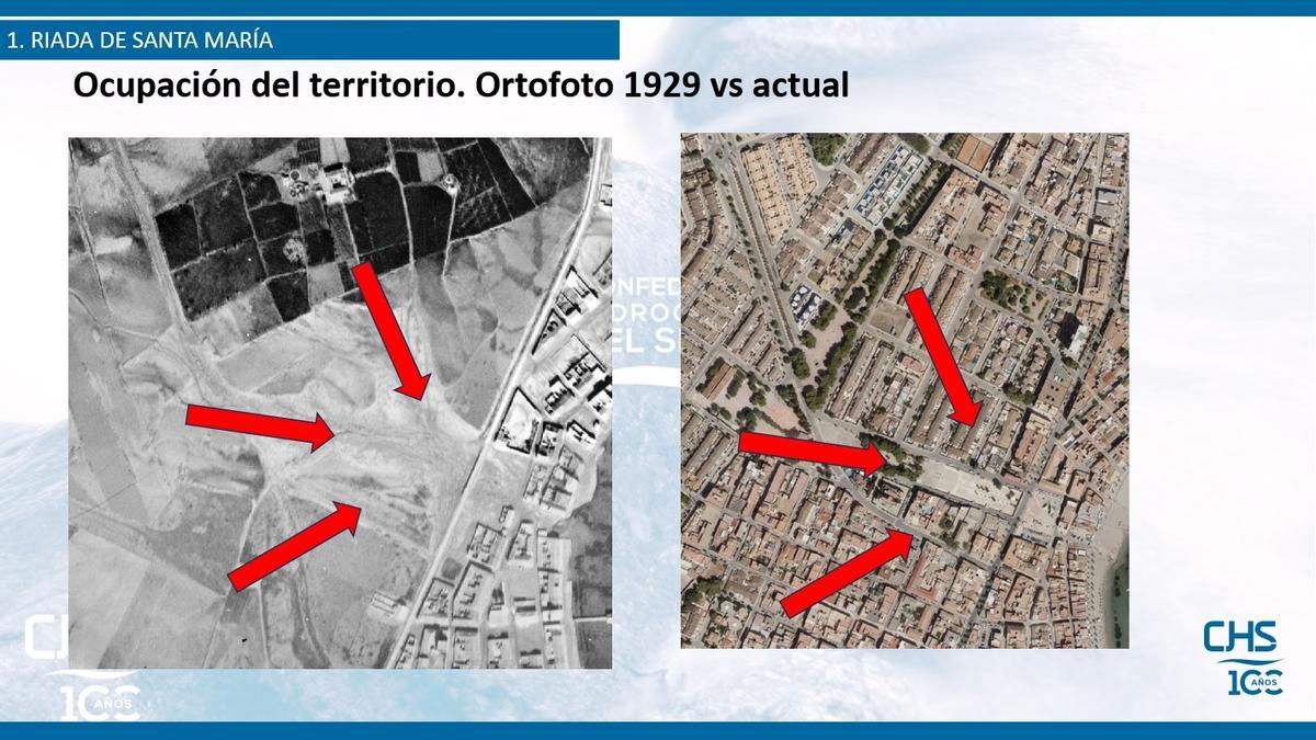 Ocupación del territorio, desde 1929 a la actualidad, una de las imágenes que se proyectaron en la jornadas.