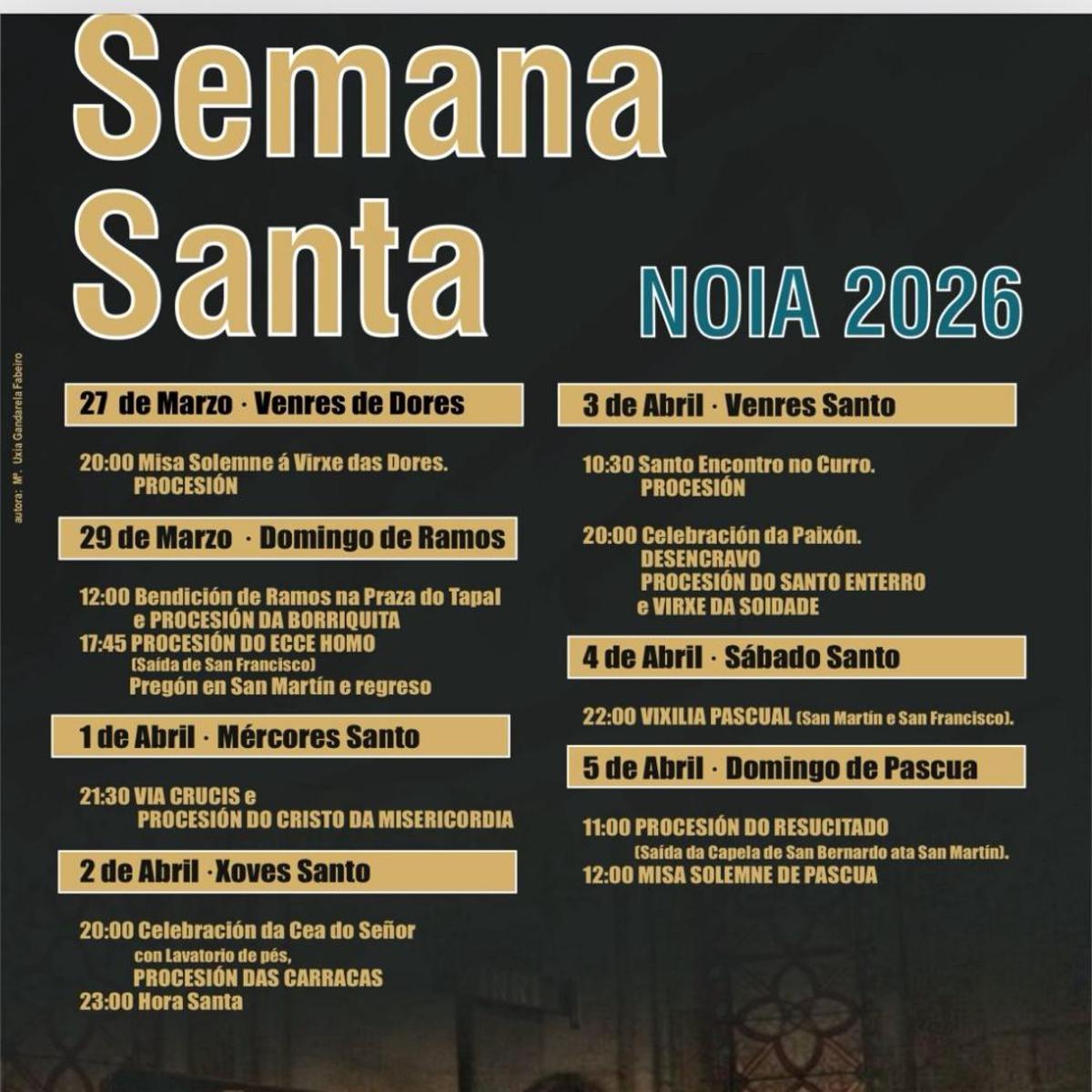 Cartel dos actos relixiosos da Semana Santa en Noia.