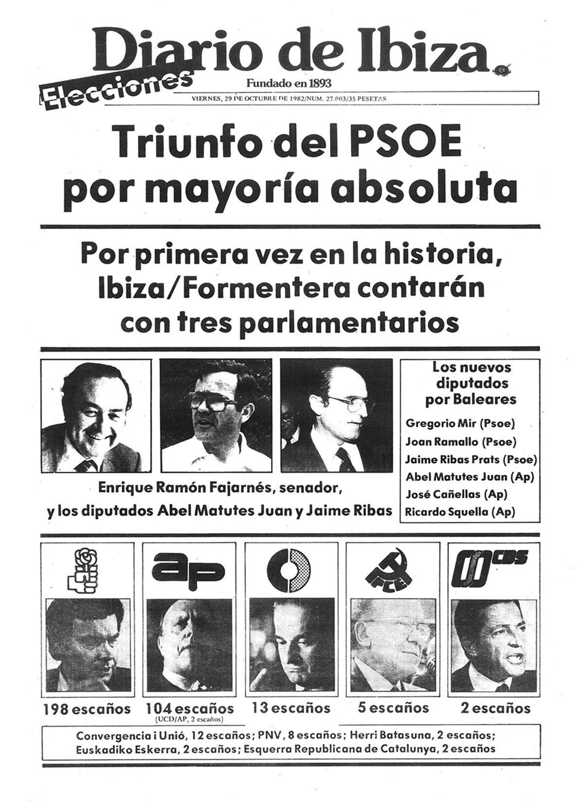 29 de octubre de 1982. El PSOE arrasa en las elecciones. La UCD se hunde y el PSOE de Felipe González y Alfonso Guerra logra el mayor triunfo electoral de la democracia.