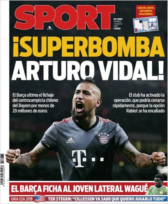 Portada SPORT viernes 3 de agosto de 2018