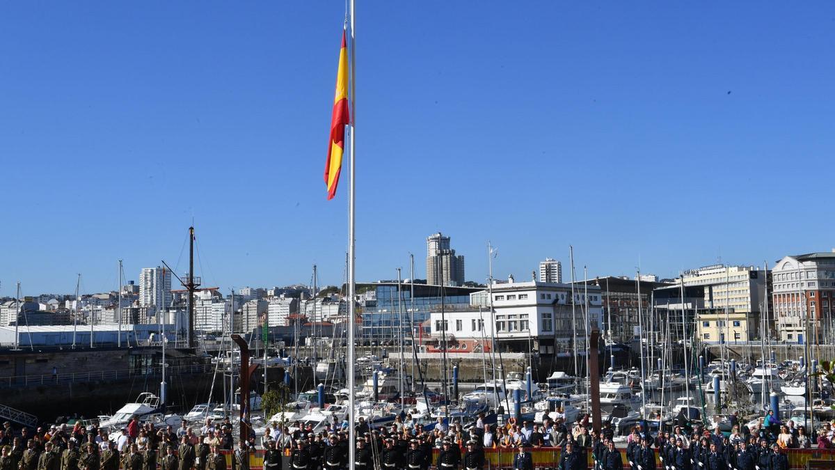 Izado de la bandera en O Parrote