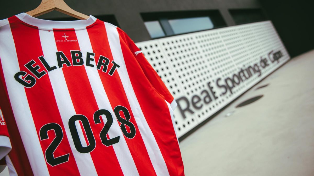 La camiseta con la que el Sporting ha anunciado la continuidad de Gelabert.