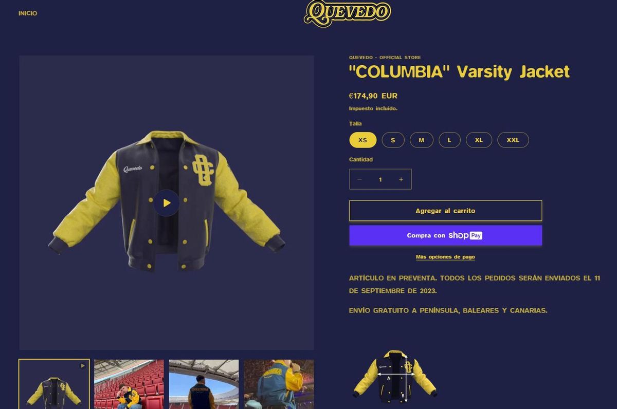 Chaqueta edición limitada de Quevedo por su nuevo tema 'Columbia'