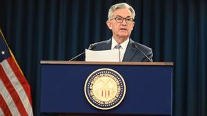 El presidente de la Fed, Jerome Powell, en la rueda de prensa extraordinaria celebrada el 3 de marzo de 2020 en Washington.