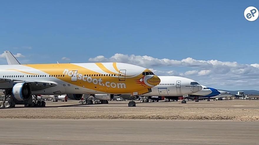 Vídeo | El Aeropuerto de Teruel se convierte en refugio para aviones de aerolíneas de pasajeros de Oriente Medio