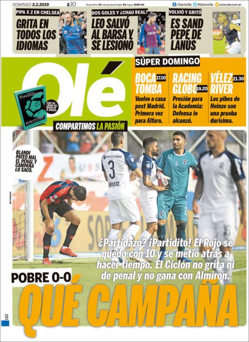 Portada OLÉ domingo 3 febrero 2019