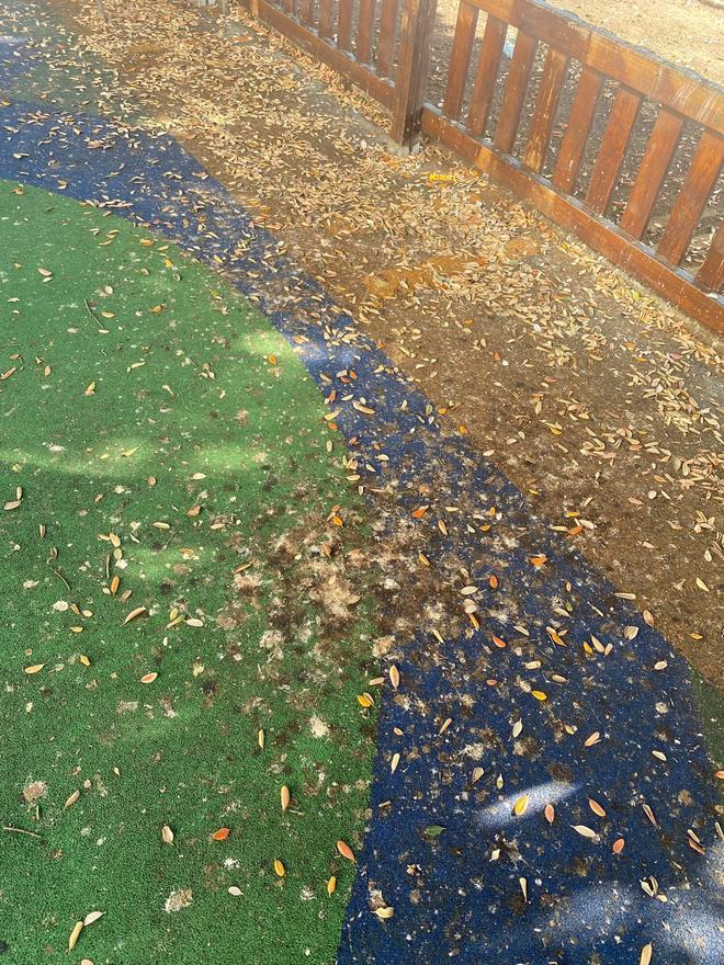 Falta de limpieza en el parque infantil de As Lagoas, en A Coruña