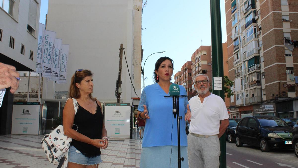 La portavoz municipal de Con Málaga, Toni Morillas, este miércoles en el barrio malagueño de Huelin.