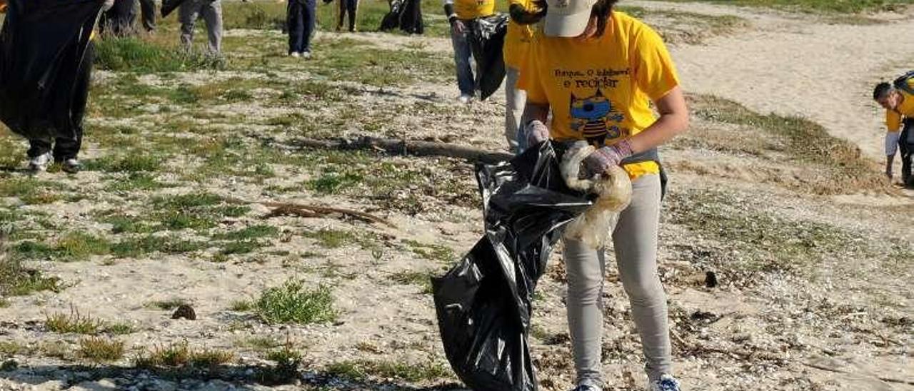 Una limpieza voluntaria efectuada en el parque de Carreirón. // I. A.