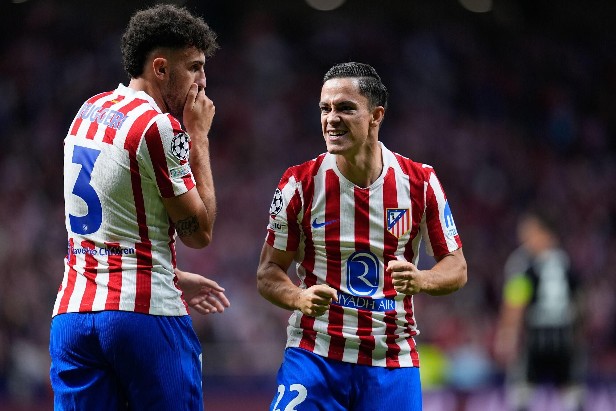 Giacomo Raspadori of Atletico de Madrid celebrates a goal during the UEFA Champions League 2025/26 League Phase MD2 match between Atletico de Madrid and Eintracht Frankfurt at Riyadh Air Metropolitano on September 30, 2025, in Madrid, Spain. AFP7 30/09/2025 ONLY FOR USE IN SPAIN. Dennis Agyeman / AFP7 / Europa Press;2025;SOCCER;SPAIN;SPORT;ZSOCCER;ZSPORT;Atletico de Madrid v Eintracht Frankfurt - UEFA Champions League 2025/26 League Phase MD2;