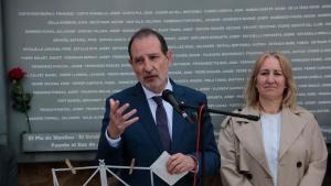 El conseller de Justícia i Memòria Democràtica, Ramon Espadaler, durant lacte dhomenatge a les víctimes de la repressió franquista al cementiri de Tarragona
