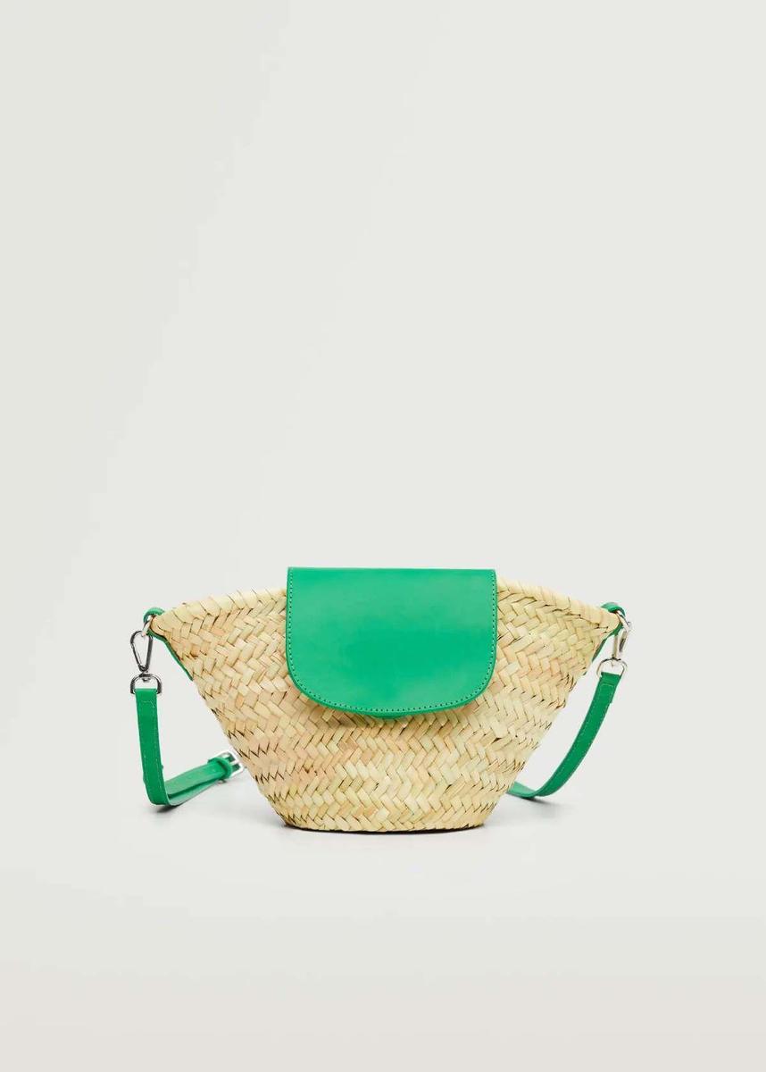 Bolso capazo con solapa verde