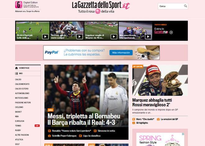 La portada de la Gazzetta dello Sport