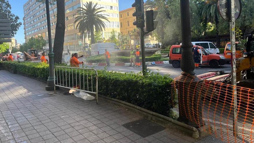Obras en la Fuente Luminosa obligan a modificar la circulación en el centro de Cáceres