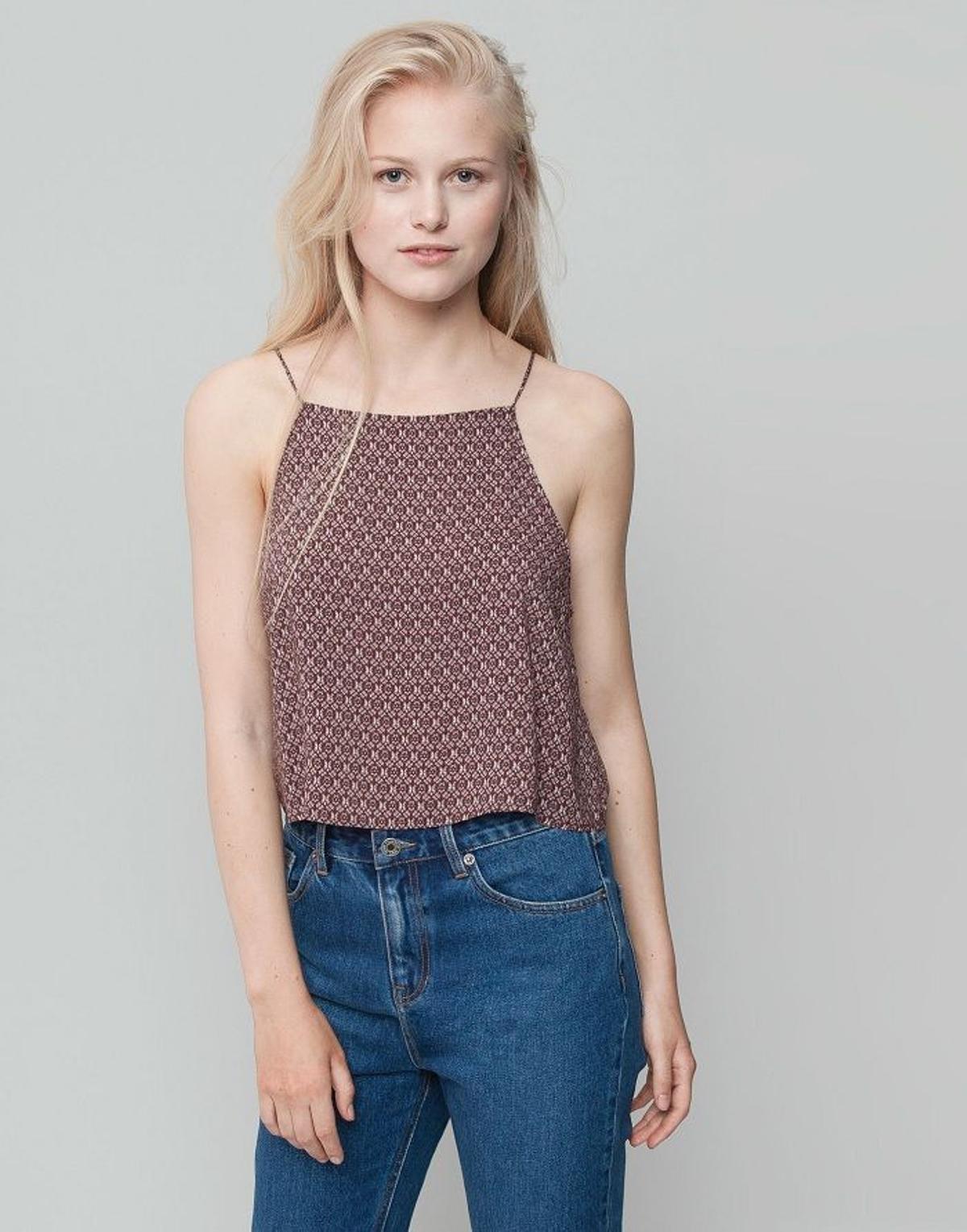 Crop top estampado corbatero