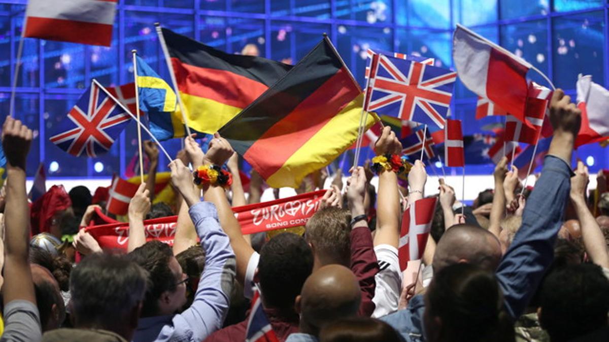 Banderas entre el público en Eurovisión 2014.