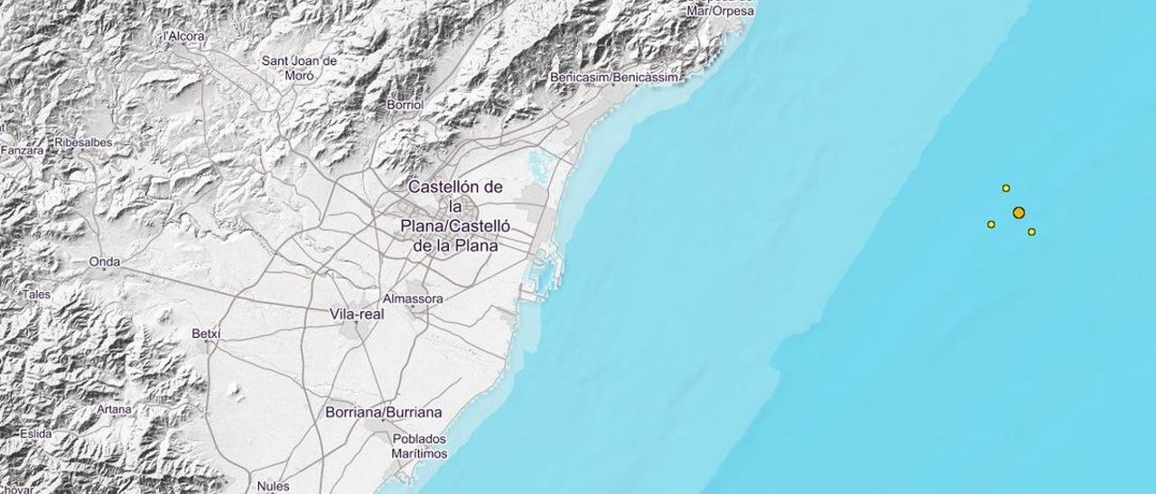 Mapa del Instituto Geográfico que indica la localización de los terremotos.